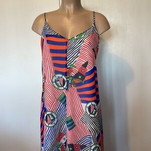 LAUREN Ralph Colorful  Ruffled  Striped Sleeveless  size 16” Womens  DRESS